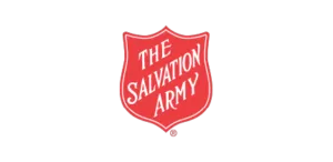 Red Salvation Army shield logo with white text.