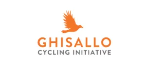 Orange silhouette of a bird above the words "Ghisallo Cycling Initiative" in orange and gray text.