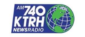 The logo features "AM 740 KTRH NewsRadio" in white text on a blue background with a green and white globe design on the right.