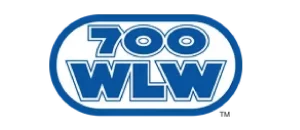 Blue and white logo featuring the text "700 WLW" inside an oval border.